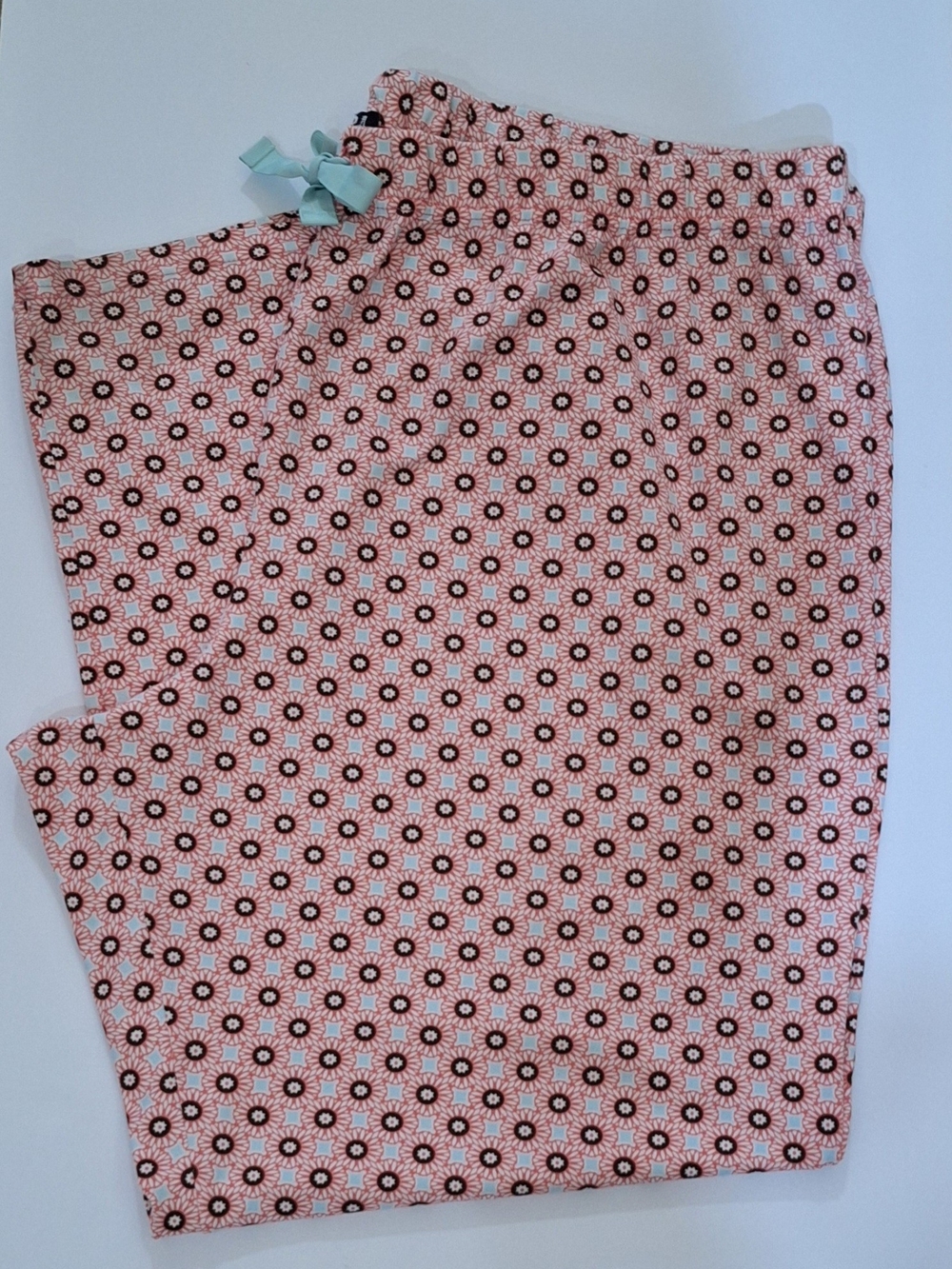 NWOT Lands' End Geometric Pink Coral Floral-Print Pajama Lounge Pants Sz XXL